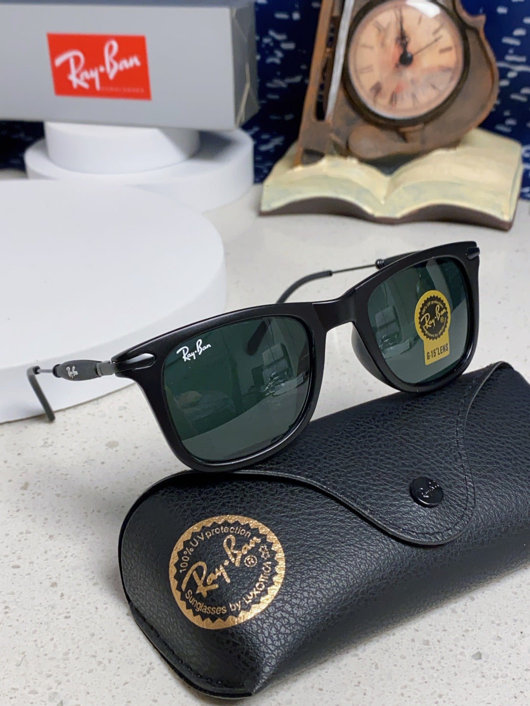 Ray-Ban RB2148 Metal Square Black Lens Sunglasses for Men & Women - detail image 10