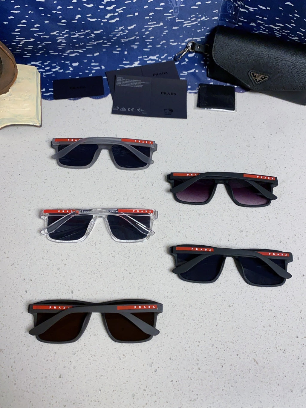 Prada Polarized Square Blue Lens Sunglasses for Men & Women - 398885 - detail image 11