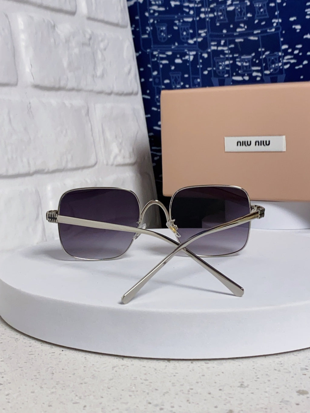 Miu Miu Metal Square Silver Lens Sunglasses for Men & Women - 416163 - detail image 3