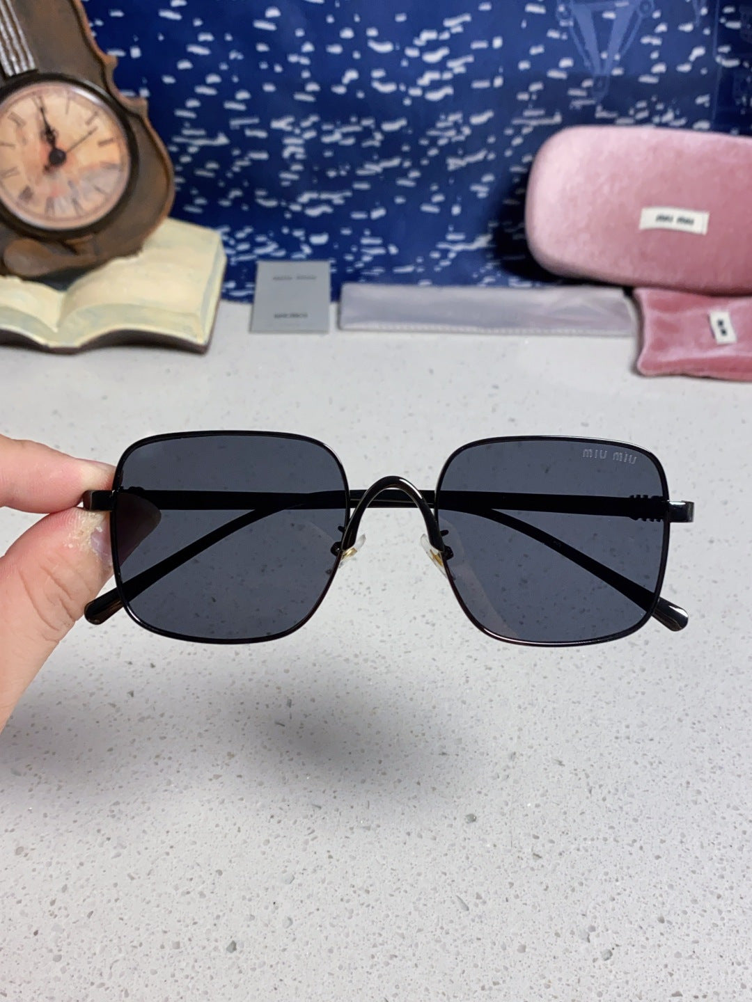 Miu Miu Metal Square Gray Lens Sunglasses for Men & Women - 416165 - detail image 4
