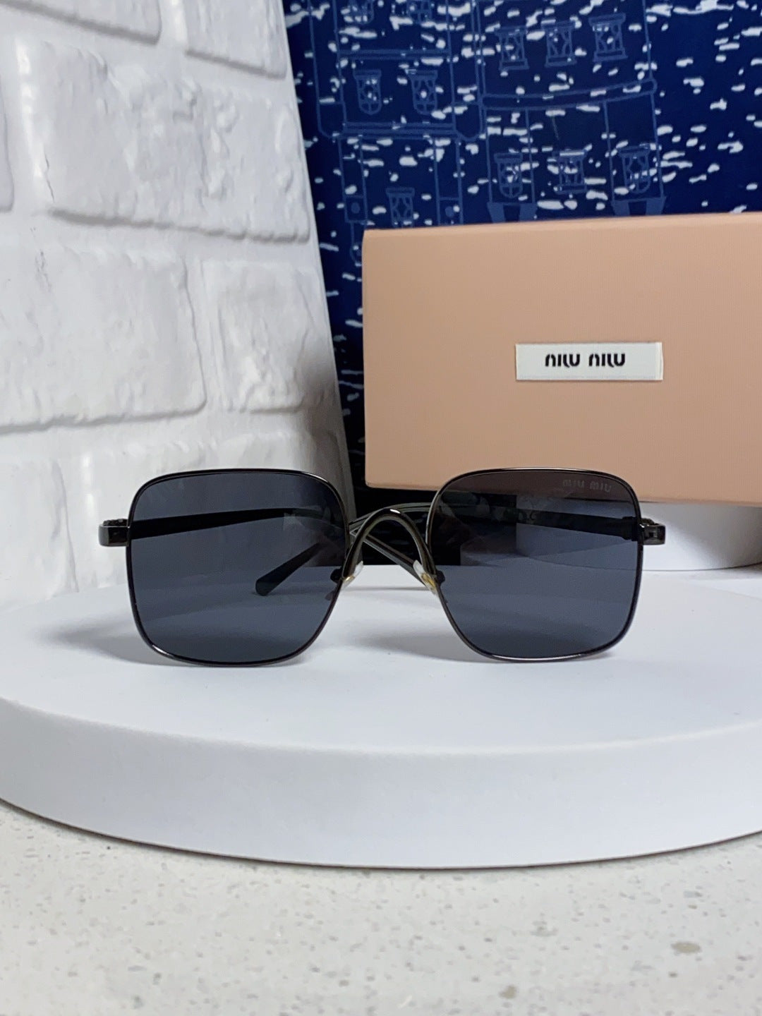 Miu Miu Metal Square Gray Lens Sunglasses for Men & Women - 416165 - detail image 2