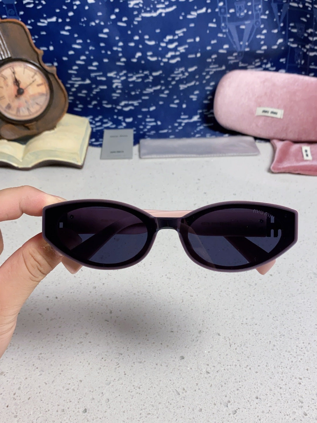Miu Miu Cat-Eye Blue Lens Sunglasses for Women - 416154 - detail image 4
