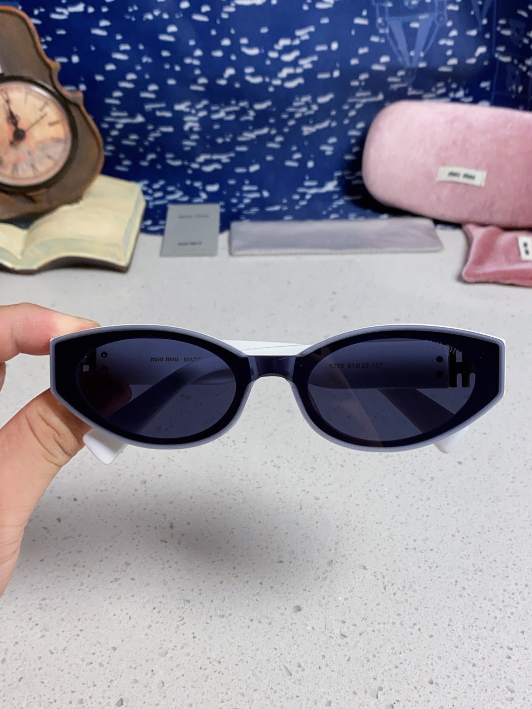 Miu Miu Cat-Eye Blue Lens Sunglasses for Women - 867218 - detail image 4