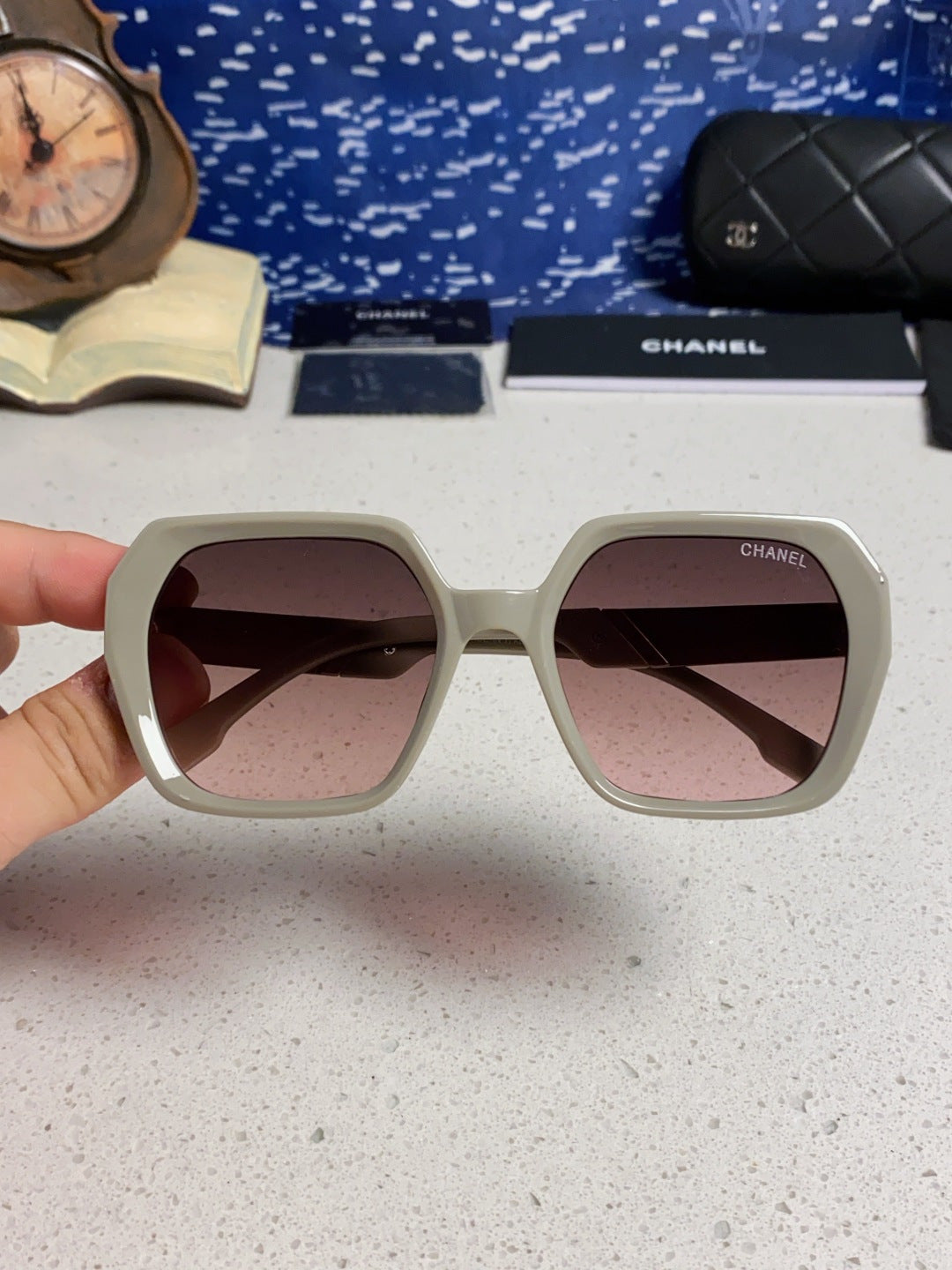 Chanel Polarized Square Silver Lens Sunglasses for Women - 867063 - detail image 4