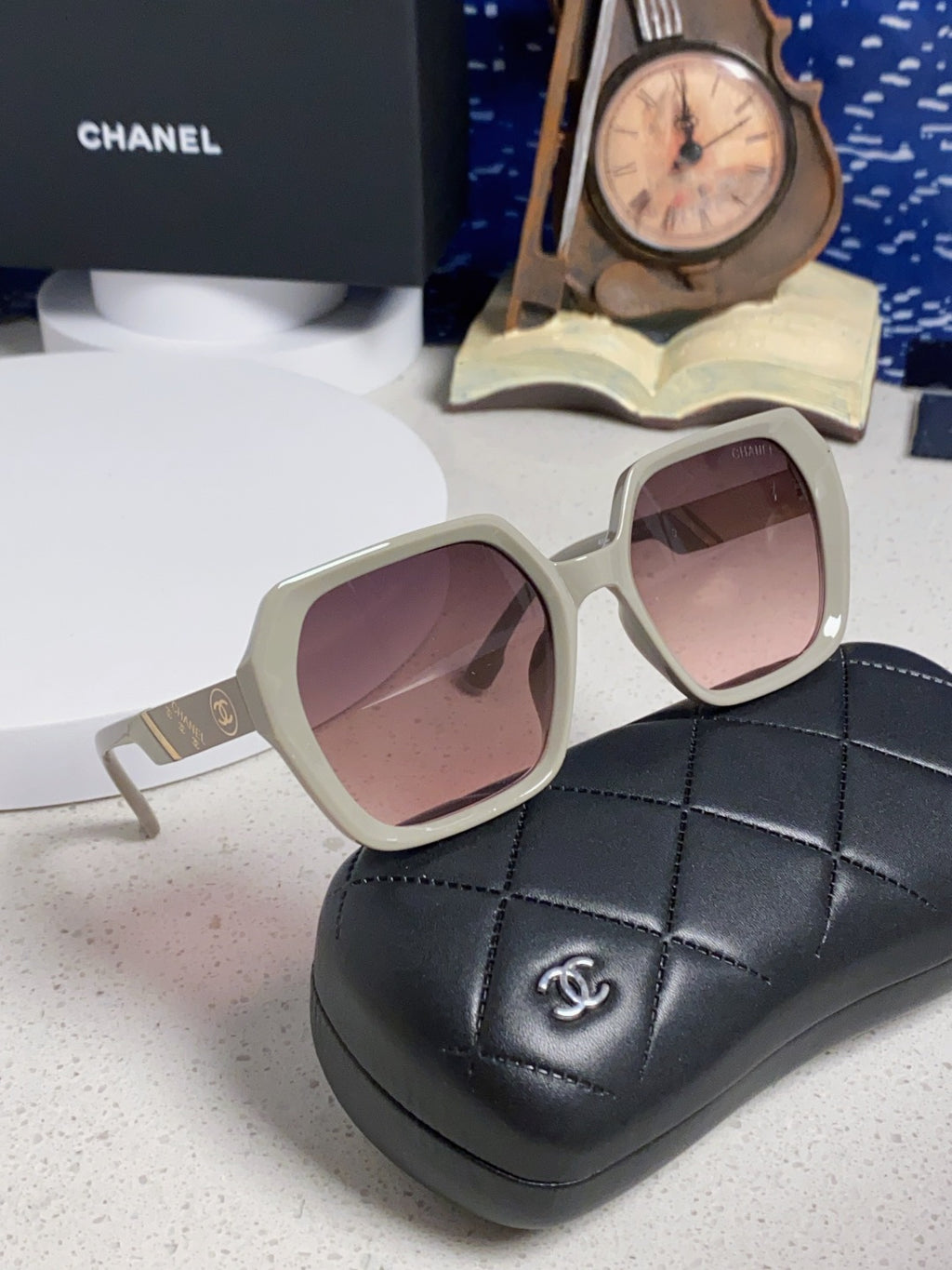 Chanel Polarized Square Silver Lens Sunglasses for Women - 158378 - detail image 10