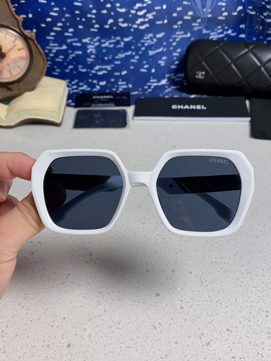 Chanel Polarized Square Black Lens Sunglasses for Women - 158379 - detail image 3