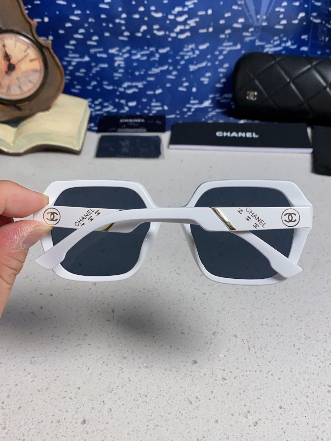 Chanel Polarized Square Black Lens Sunglasses for Women - 158379 - detail image 4