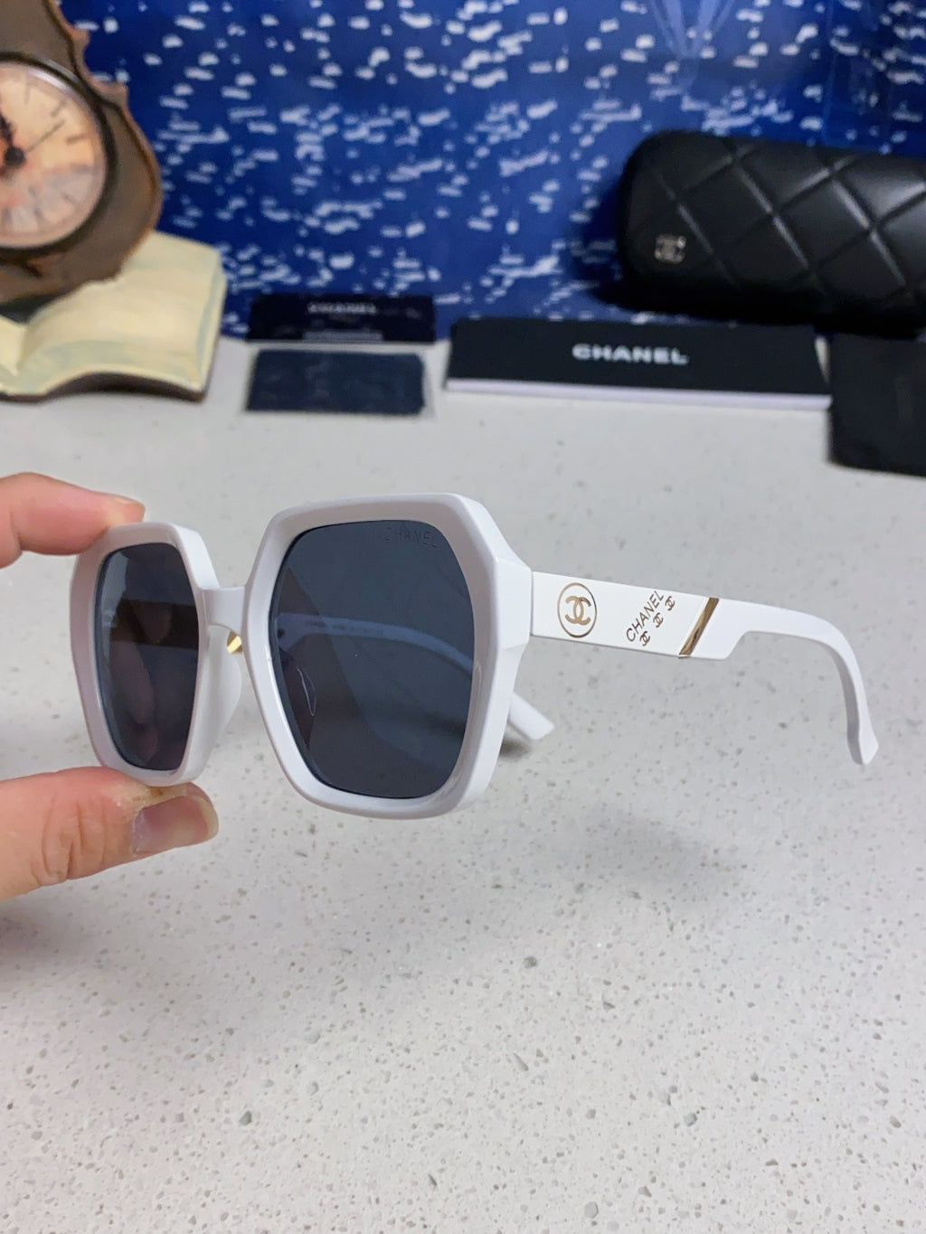 Chanel Polarized Square Black Lens Sunglasses for Women - 158379 - detail image 5