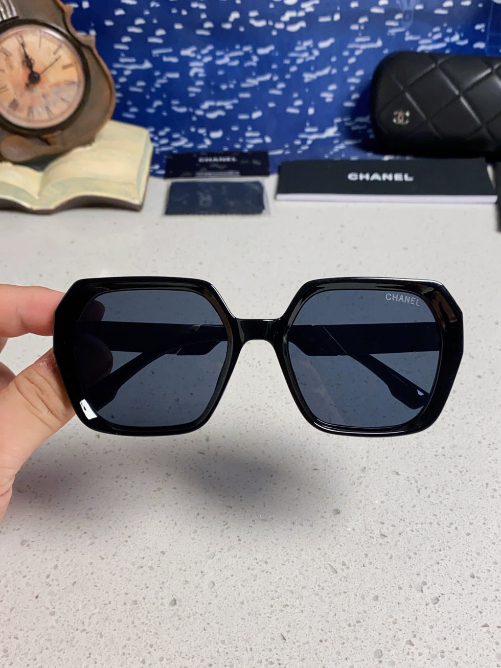 Chanel Polarized Square Blue Lens Sunglasses for Women - 158382 - detail image 4