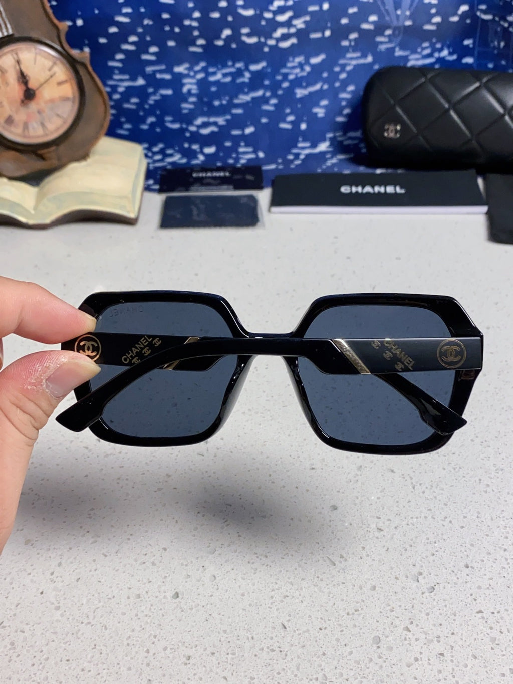 Chanel Polarized Square Blue Lens Sunglasses for Women - 158382 - detail image 5