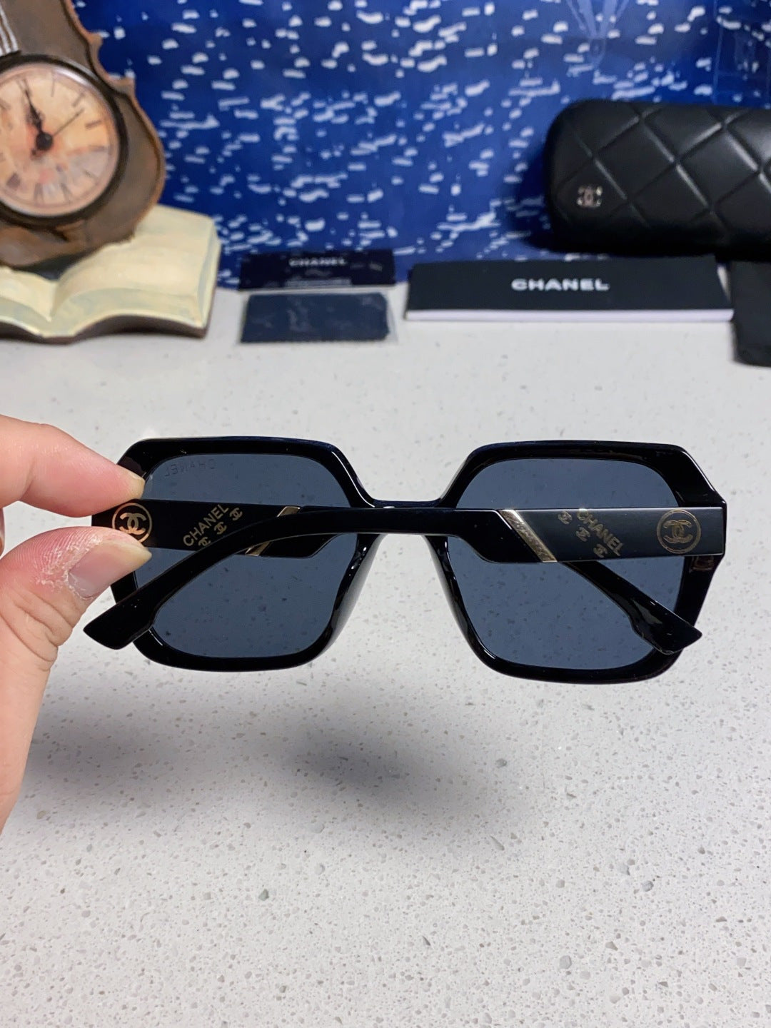 Chanel Polarized Square Blue Lens Sunglasses for Women - 158382 - detail image 5