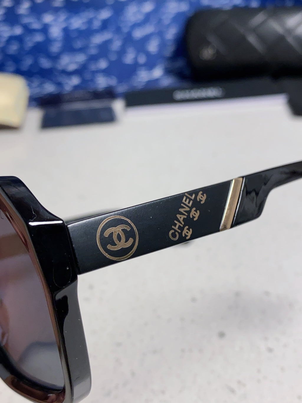 Chanel Polarized Square Blue Lens Sunglasses for Women - 158382 - detail image 7