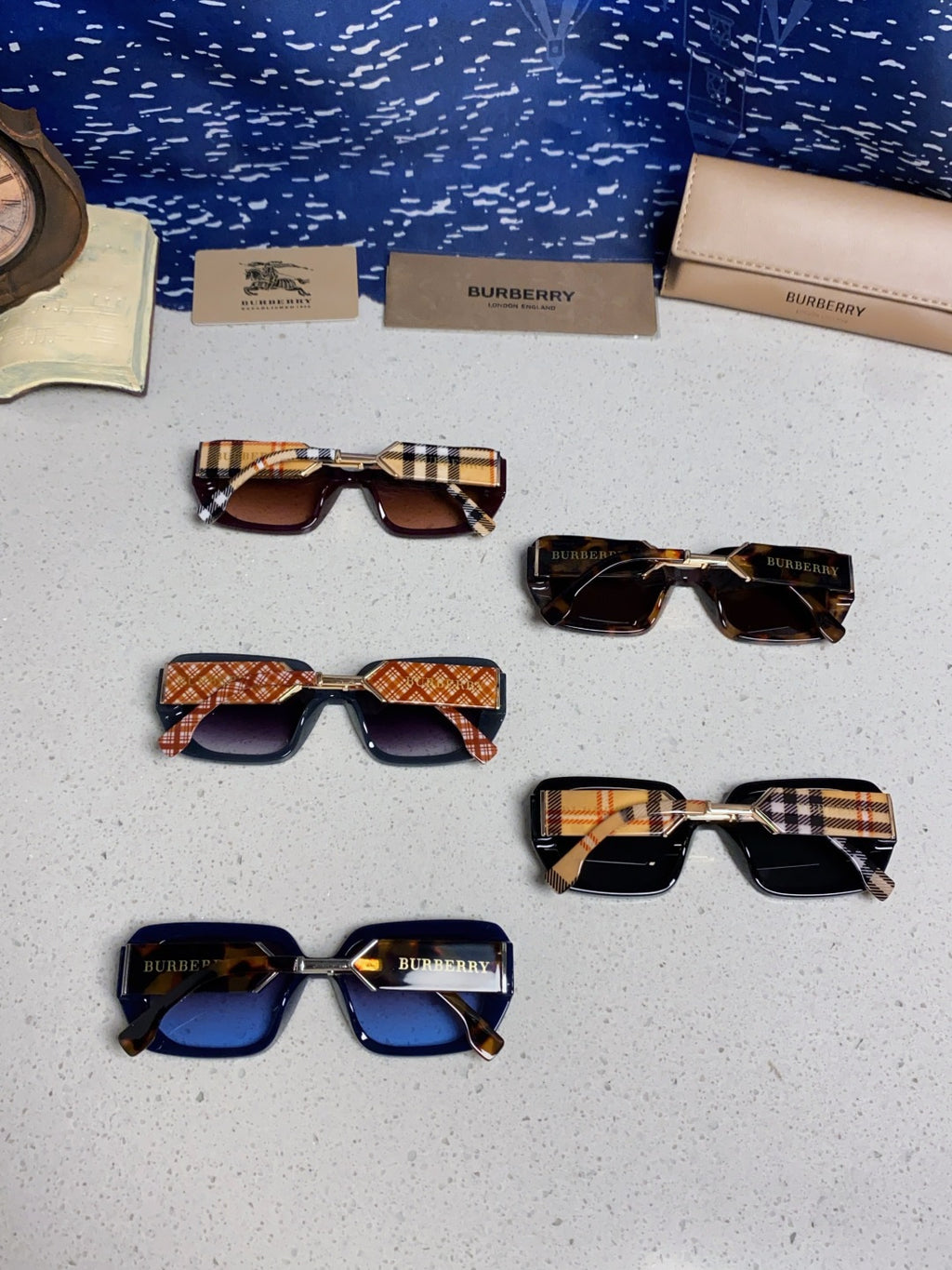 Burberry Rectangular Black Lens Sunglasses for Men & Women - detail image 11