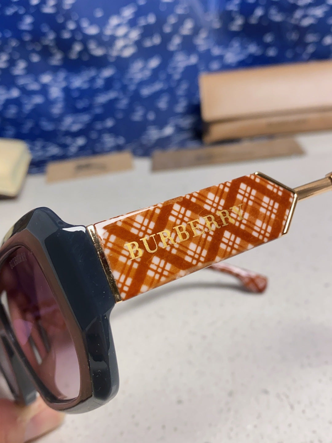 Burberry Rectangular Blue Lens Sunglasses for Men & Women - 416077 - detail image 7