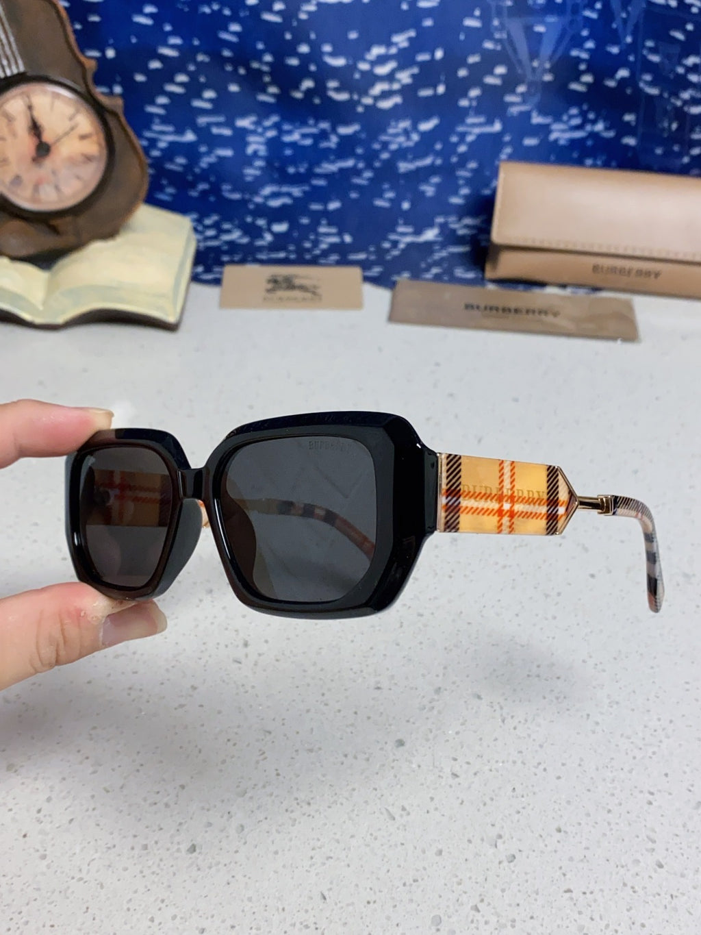 Burberry Rectangular Black Lens Sunglasses for Men & Women - 416080 - detail image 6