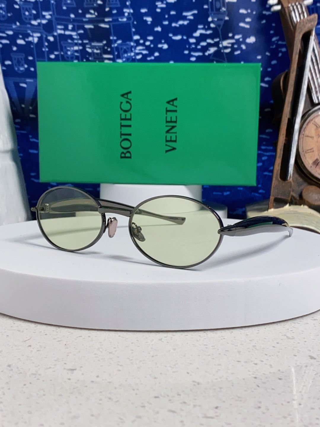 Bottega Veneta BV1386 Oval Silver Lens Sunglasses for Men & Women - 416442