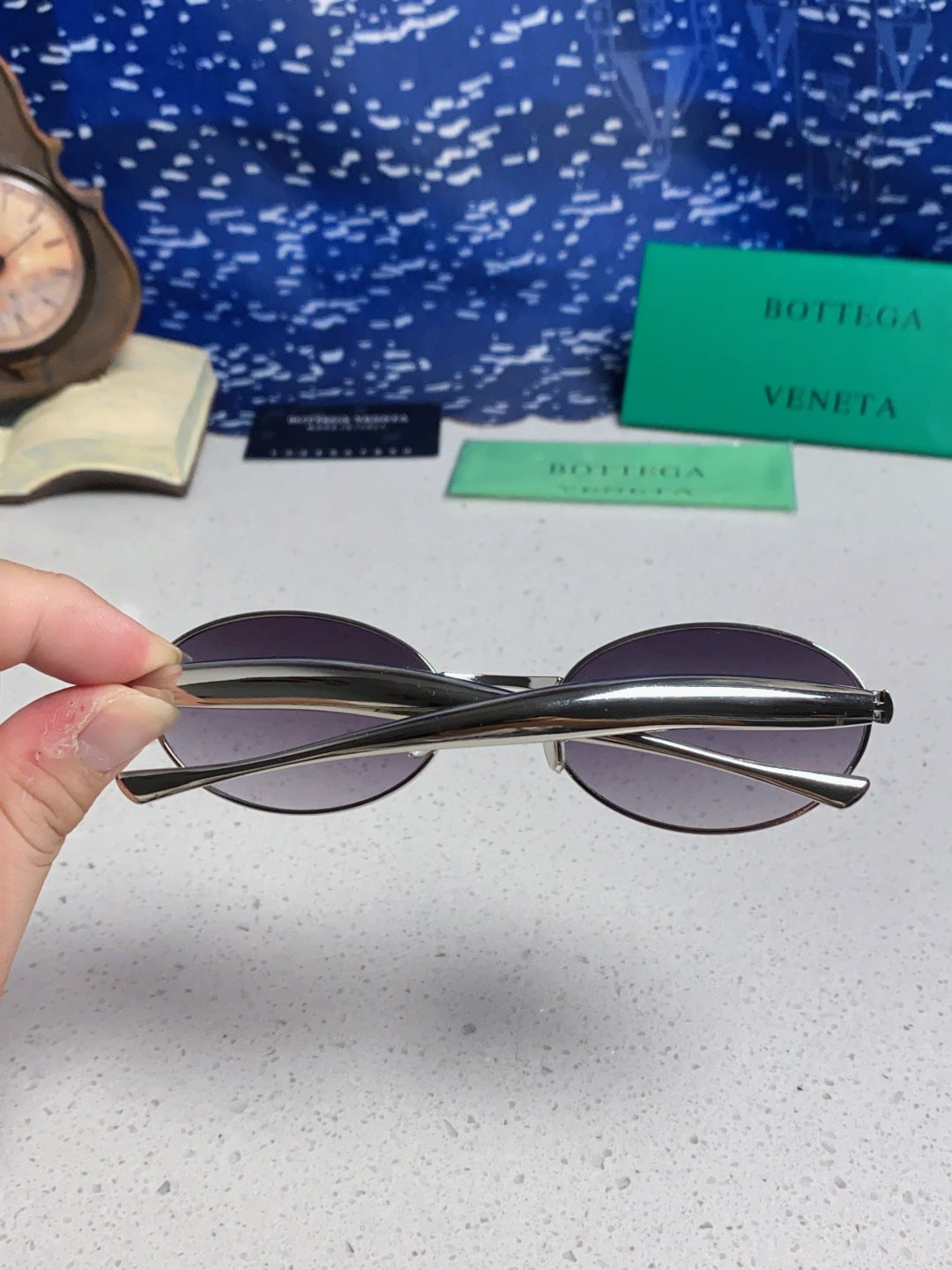 Bottega Veneta BV1386 Oval Silver Lens Sunglasses for Men & Women - detail image 5
