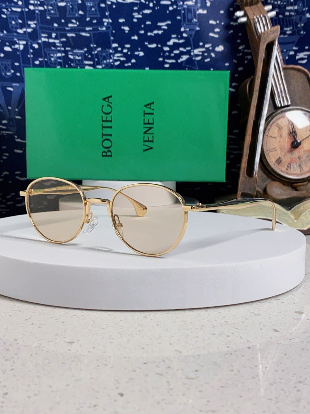 Bottega Veneta BV1396 Metal Oval Silver Lens Sunglasses for Men & Wom - 358858