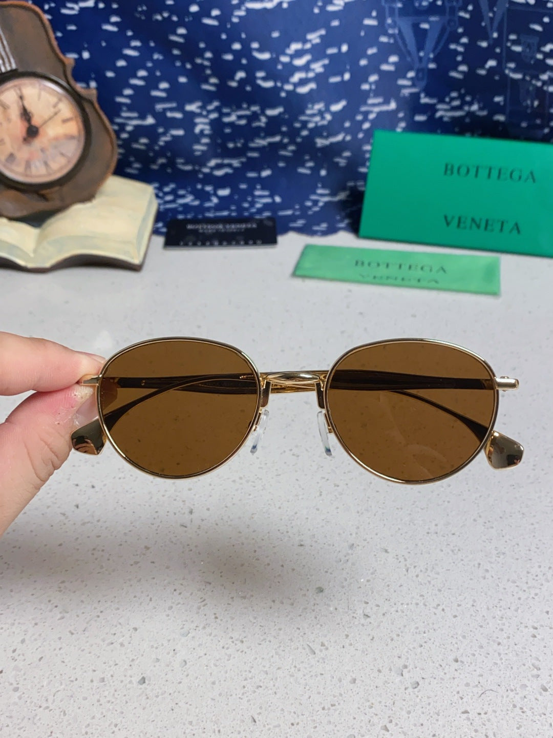 Bottega Veneta BV1396 Metal Oval Brown Lens Sunglasses for Men & Wome - 358859 - detail image 3