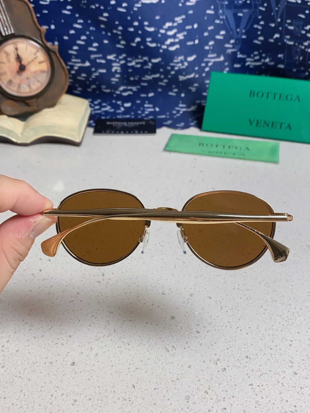 Bottega Veneta BV1396 Metal Oval Brown Lens Sunglasses for Men & Wome - 358859 - detail image 4
