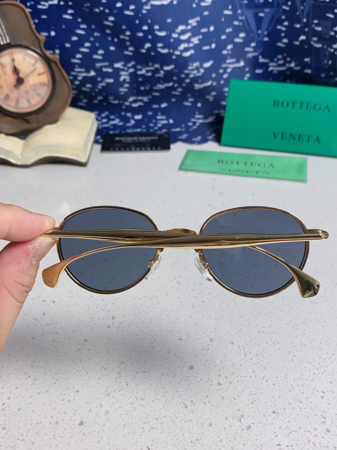 Bottega Veneta BV1396 Metal Oval Blue Lens Sunglasses for Men & Women - 358860 - detail image 5