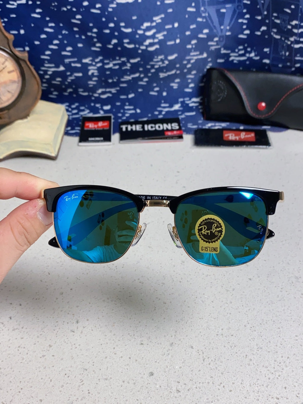 Ray-Ban Browline Blue Lens Sunglasses for Men & Women - 358974 - detail image 4