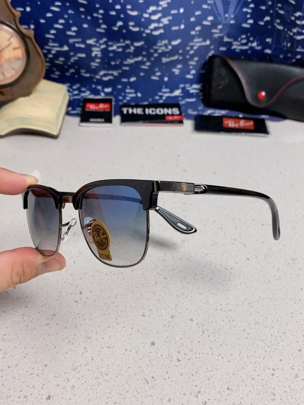 Ray-Ban Browline Blue Lens Sunglasses for Men & Women - 358975 - detail image 6