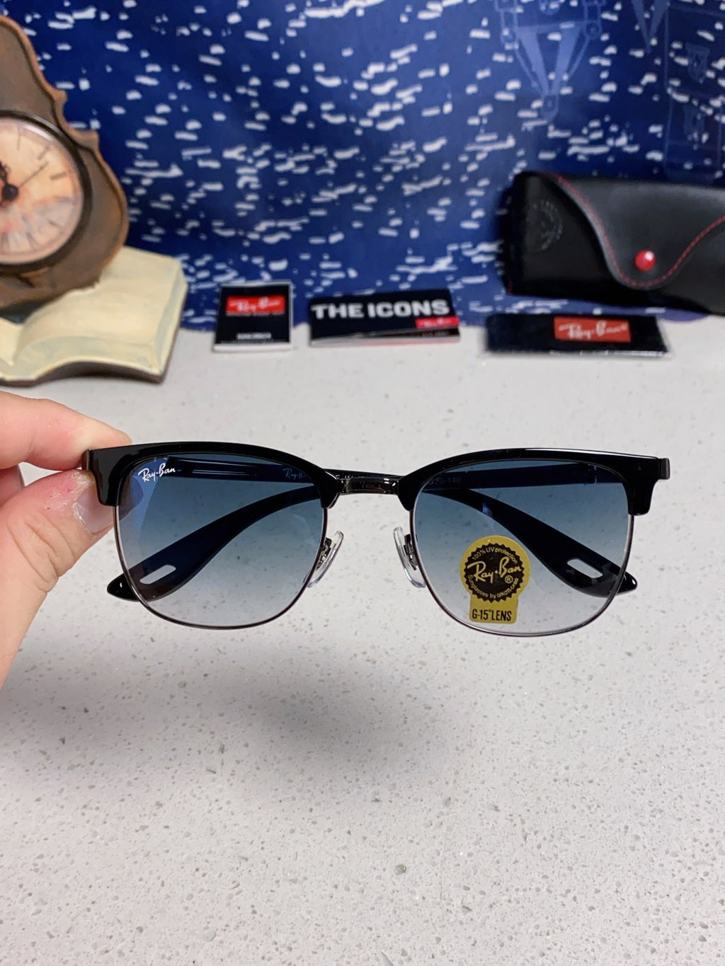 Ray-Ban Browline Blue Lens Sunglasses for Men & Women - detail image 4