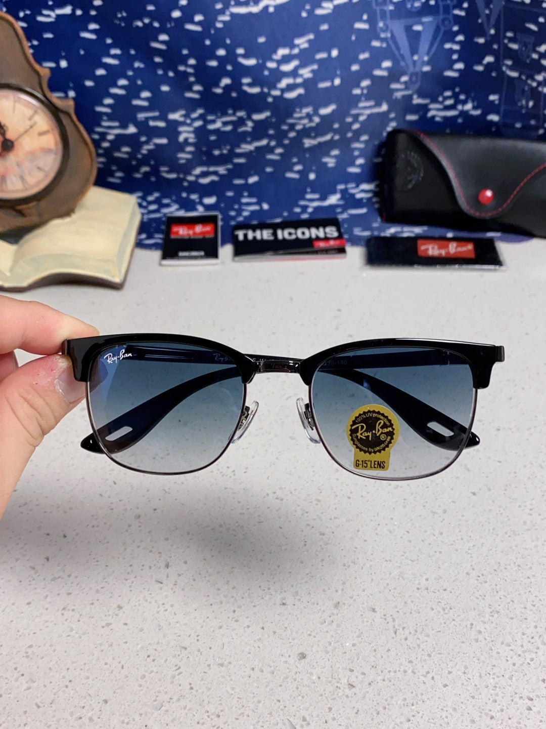 Ray-Ban Browline Blue Lens Sunglasses for Men & Women - detail image 4