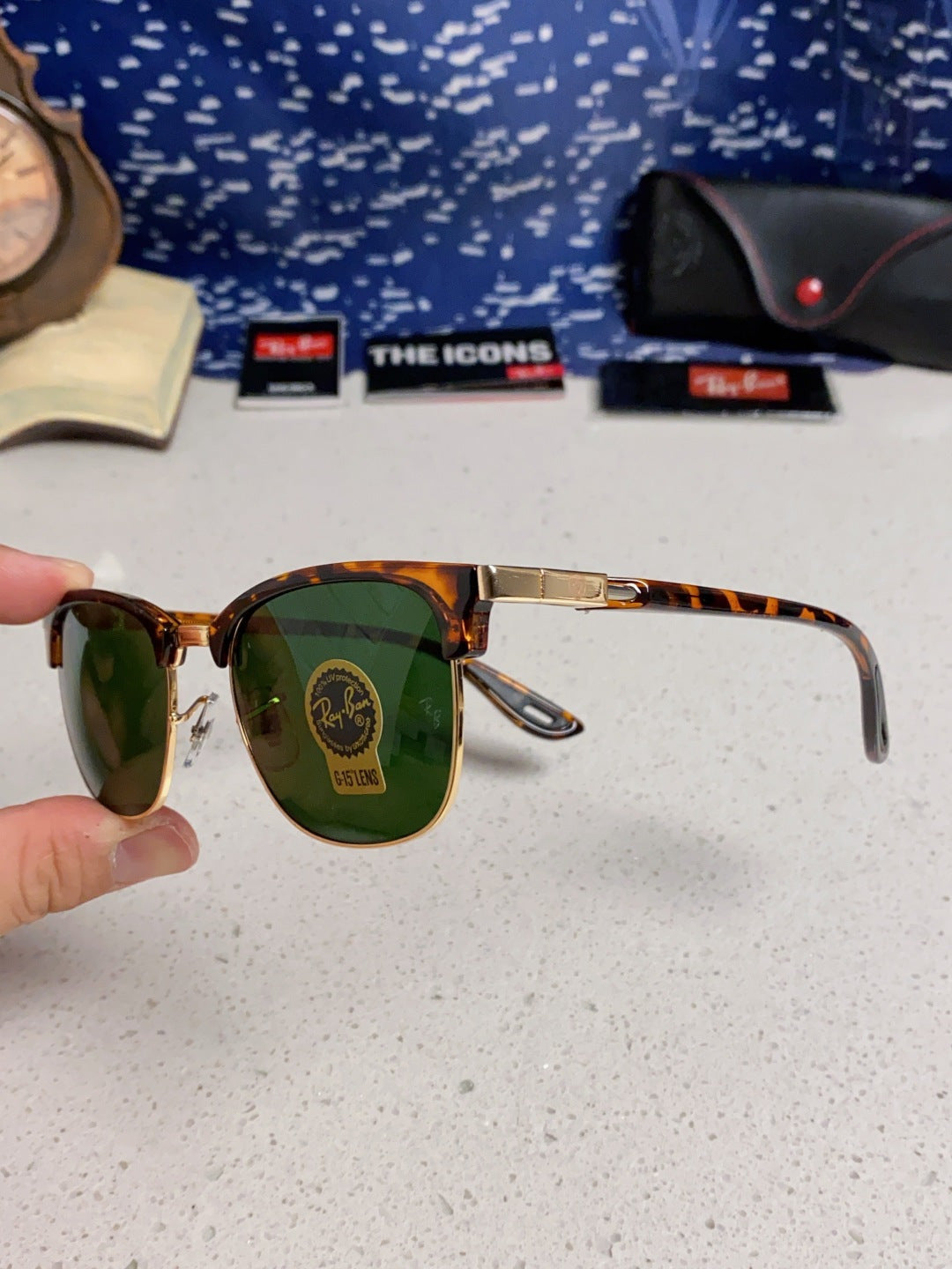 Ray-Ban Browline Green Lens Sunglasses for Men & Women - 358977 - detail image 6
