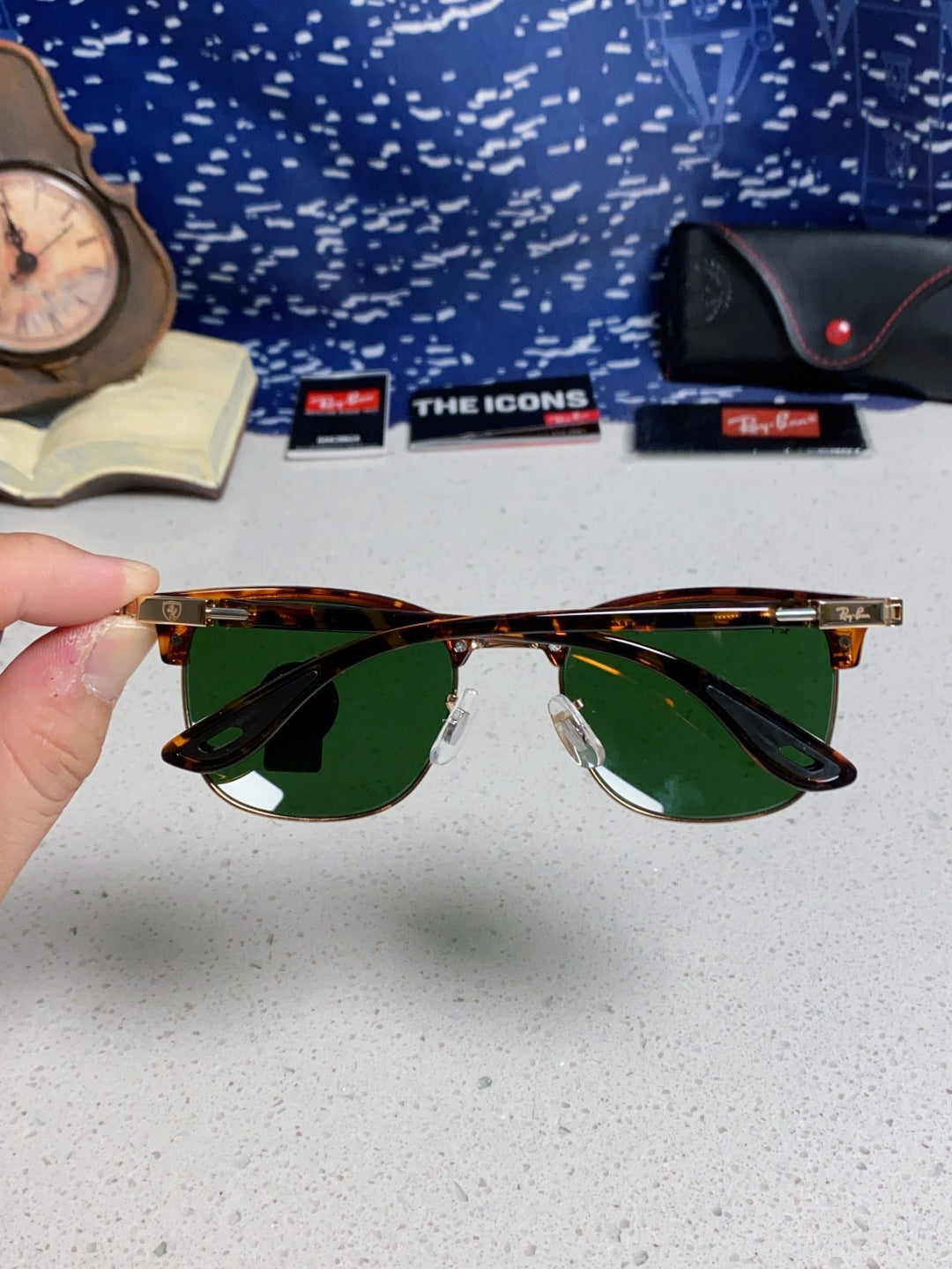 Ray-Ban Browline Green Lens Sunglasses for Men & Women - detail image 5