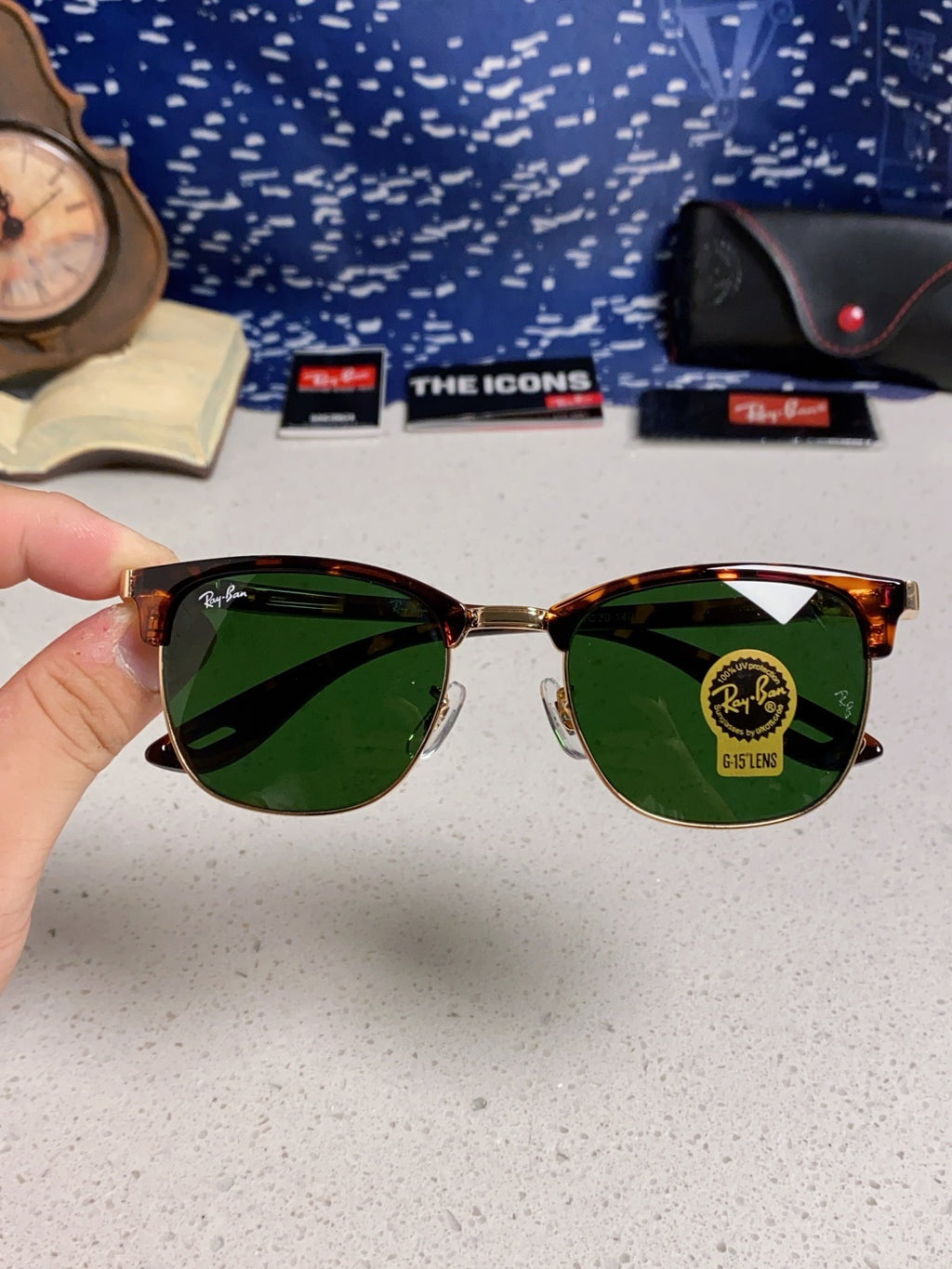 Ray-Ban Browline Green Lens Sunglasses for Men & Women - 358977 - detail image 4