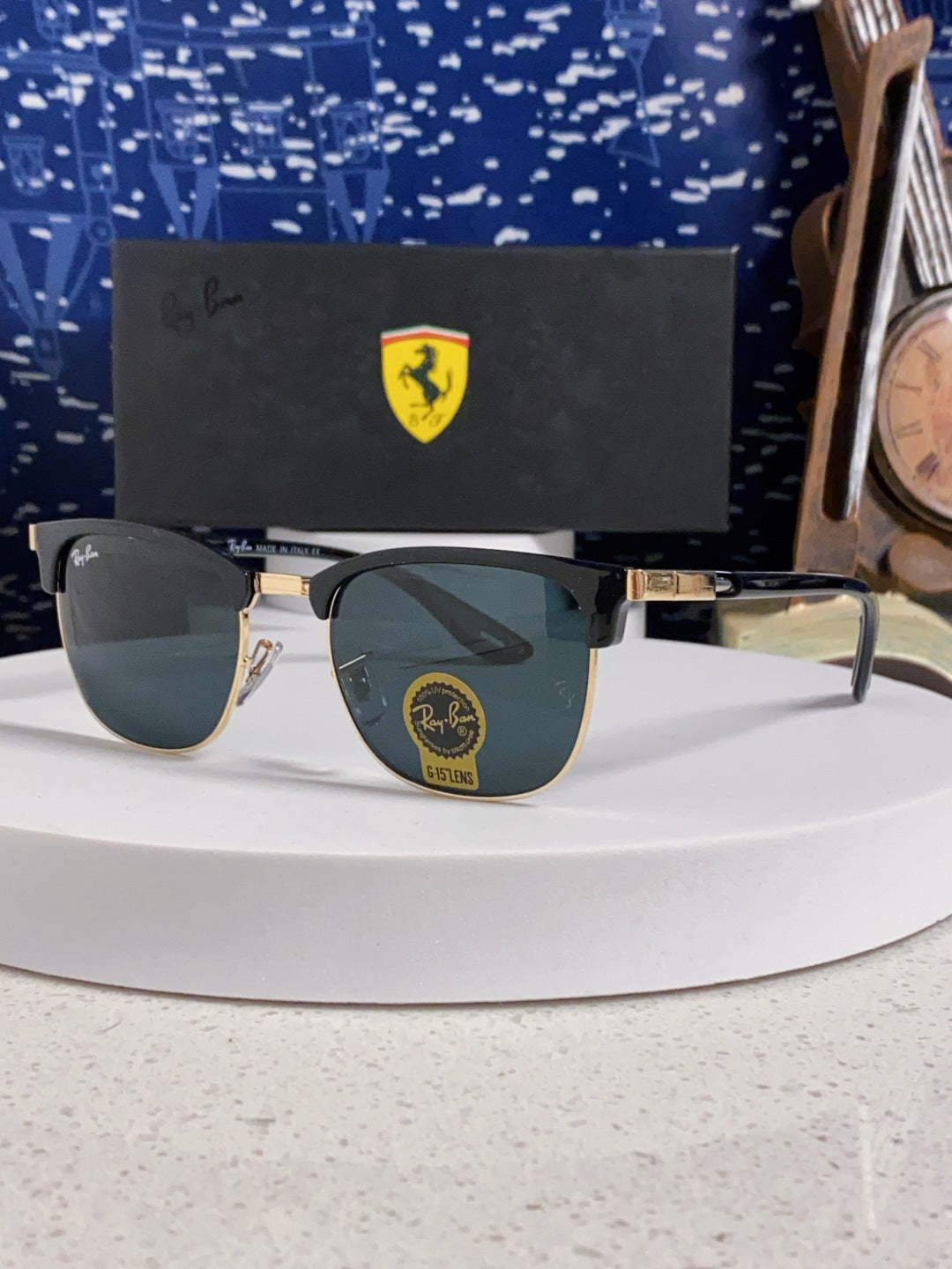 Ray-Ban Browline Black Lens Sunglasses for Men & Women