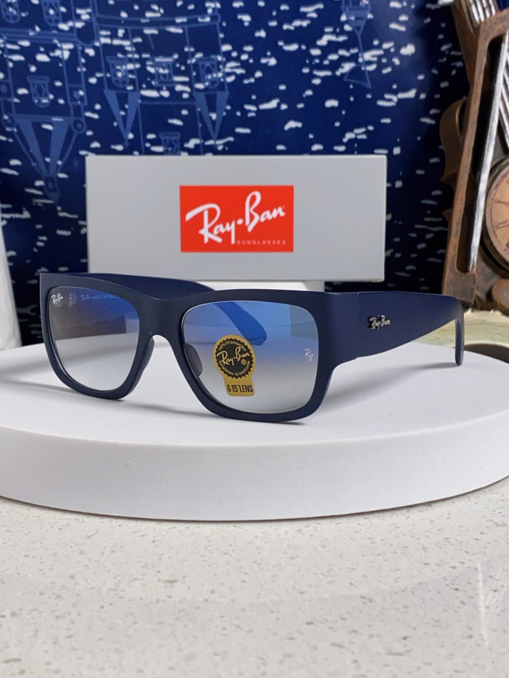 Ray-Ban RB2187 Square Blue Lens Sunglasses for Men & Women - 358968