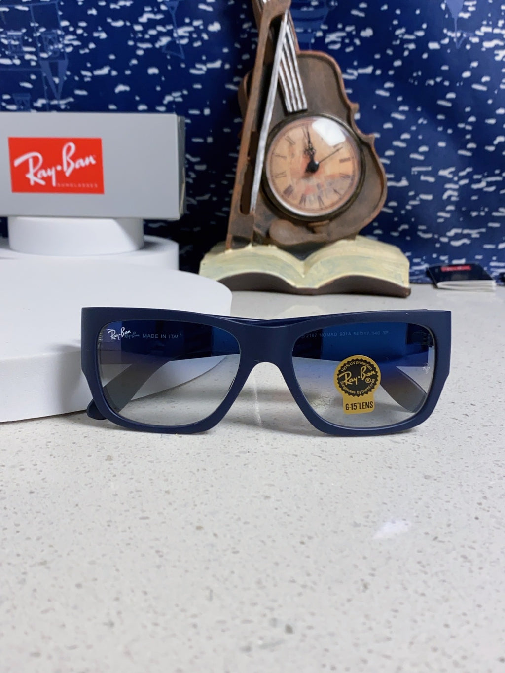 Ray-Ban RB2187 Square Blue Lens Sunglasses for Men & Women - detail image 9