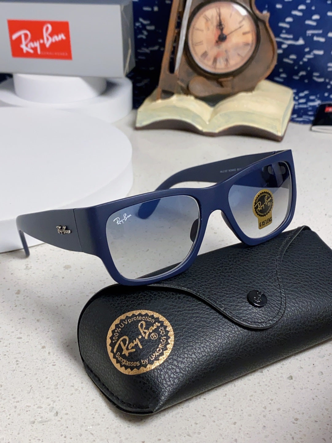Ray-Ban RB2187 Square Blue Lens Sunglasses for Men & Women - detail image 10