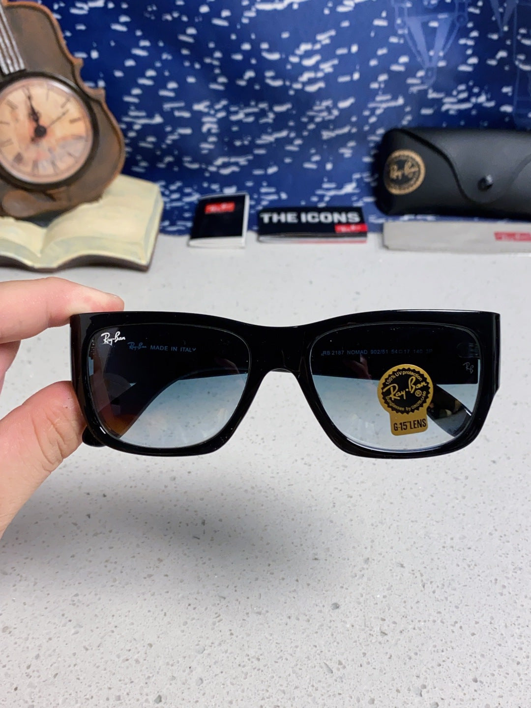 Ray-Ban RB2187 Square Silver Lens Sunglasses for Men & Women - 358969 - detail image 4