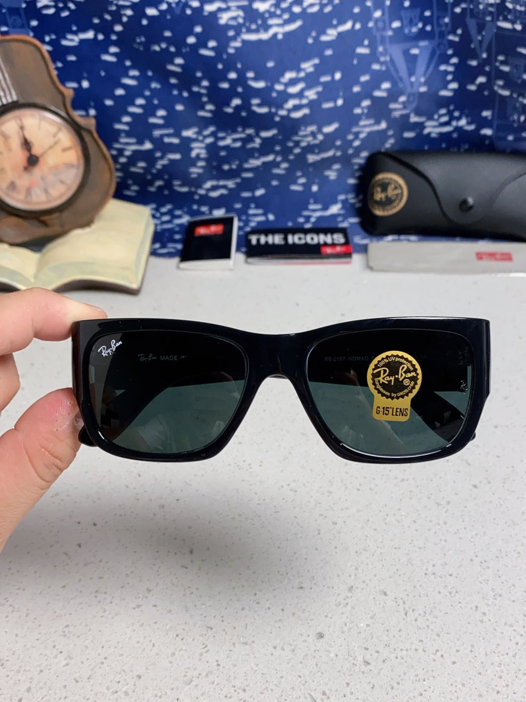 Ray-Ban RB2187 Square Black Lens Sunglasses for Men & Women - 358973 - detail image 4