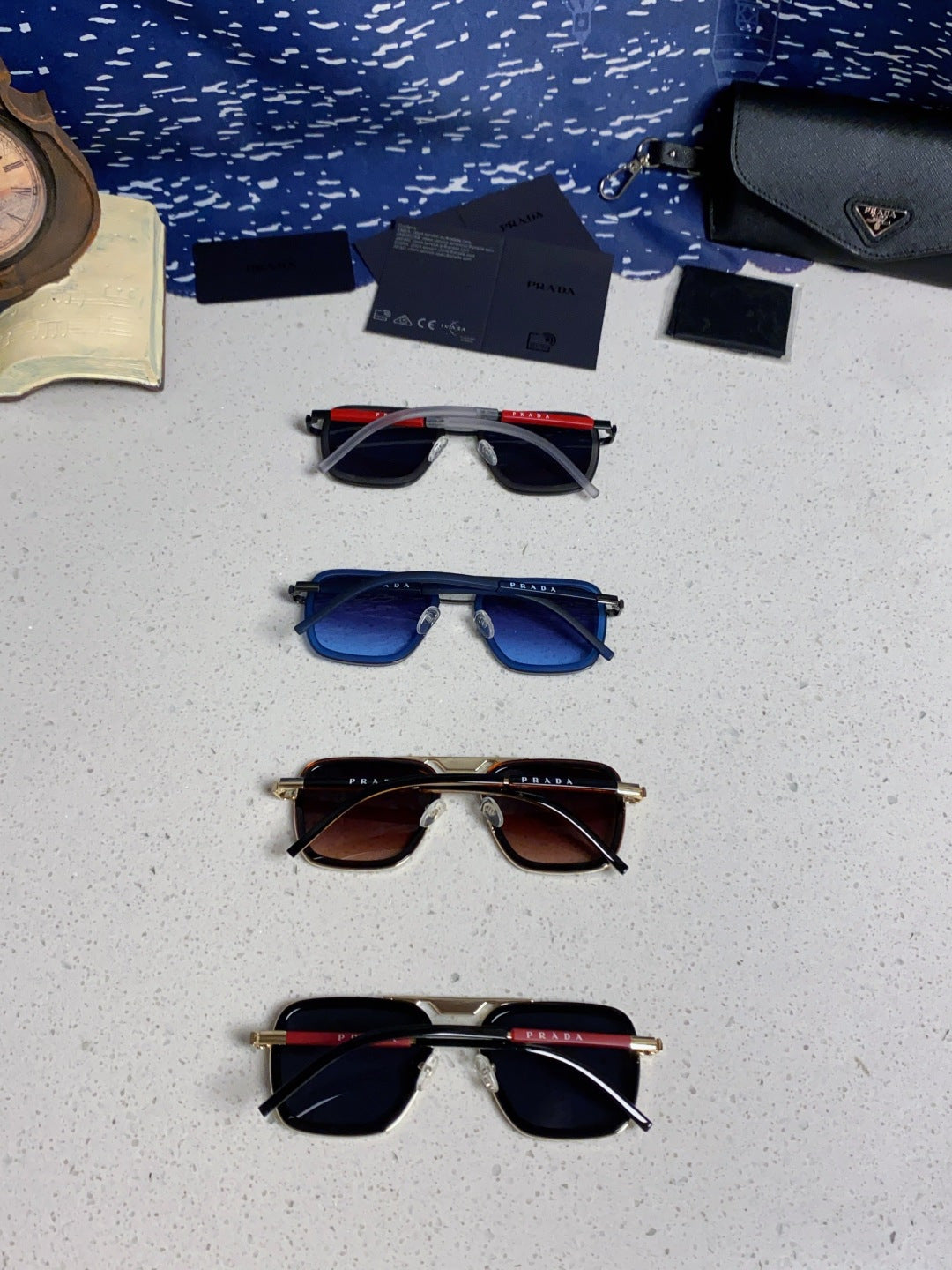 Prada Metal Square Blue Lens Sunglasses for Men & Women - 358406 - detail image 11