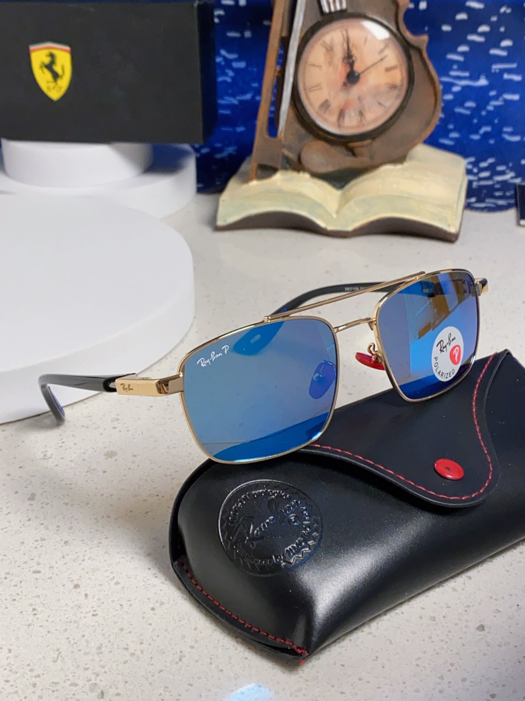 Ray-Ban RB3715M Polarized Square Blue Lens Sunglasses for Men - 359016 - detail image 10