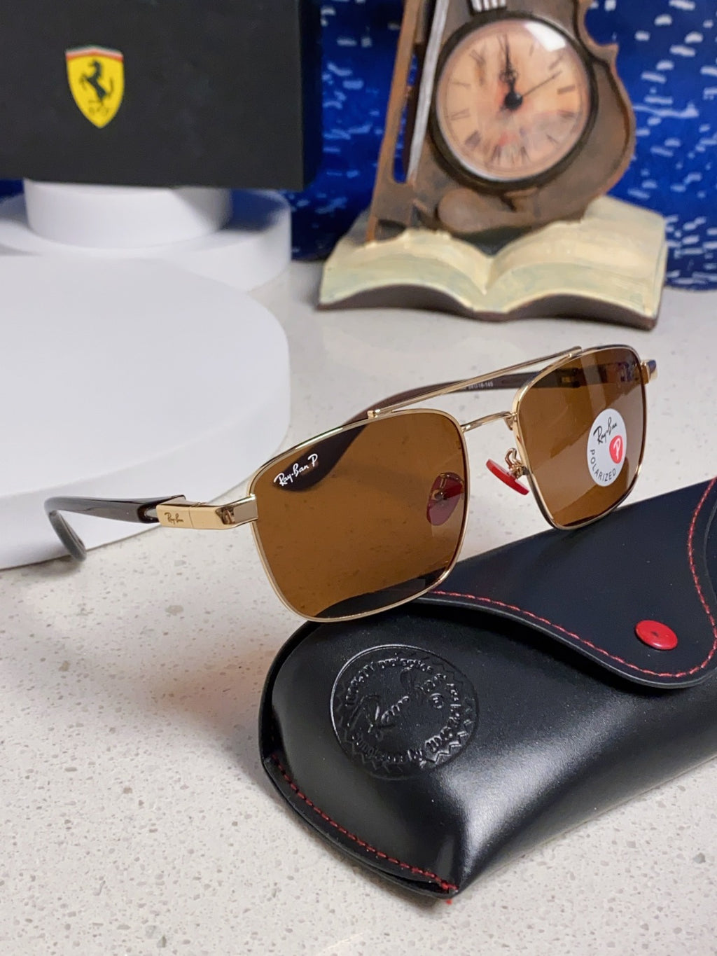 Ray-Ban RB3715M Polarized Square Brown Lens Sunglasses for Men - 359018 - detail image 10