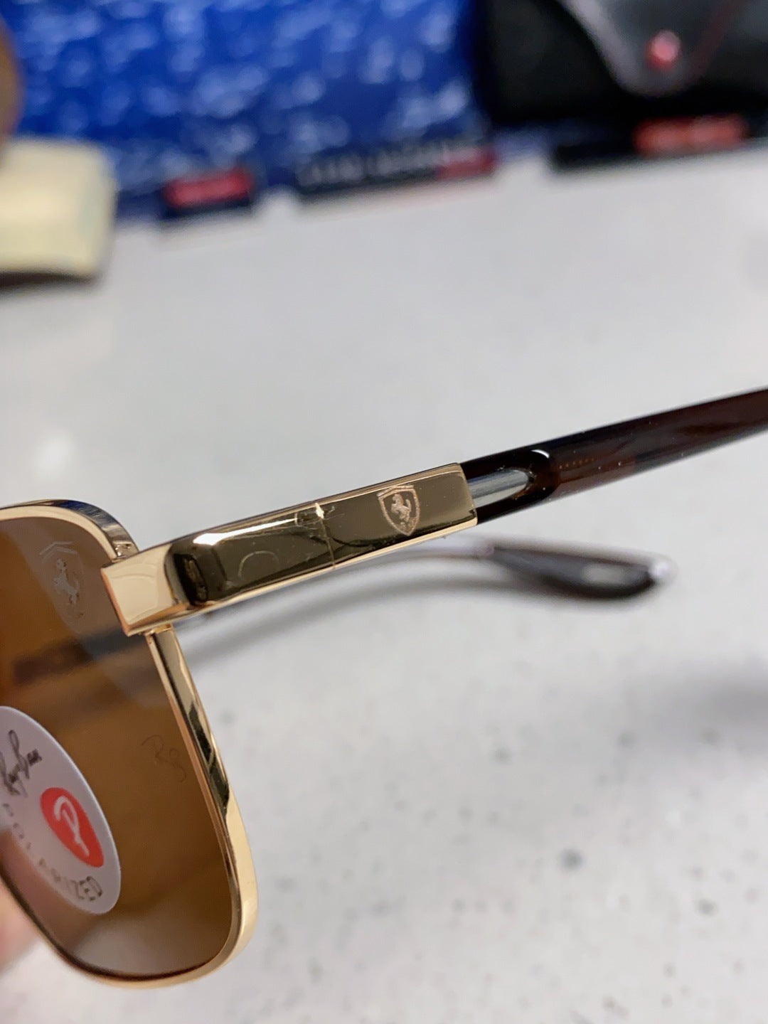 Ray-Ban RB3715M Polarized Square Brown Lens Sunglasses for Men - detail image 7