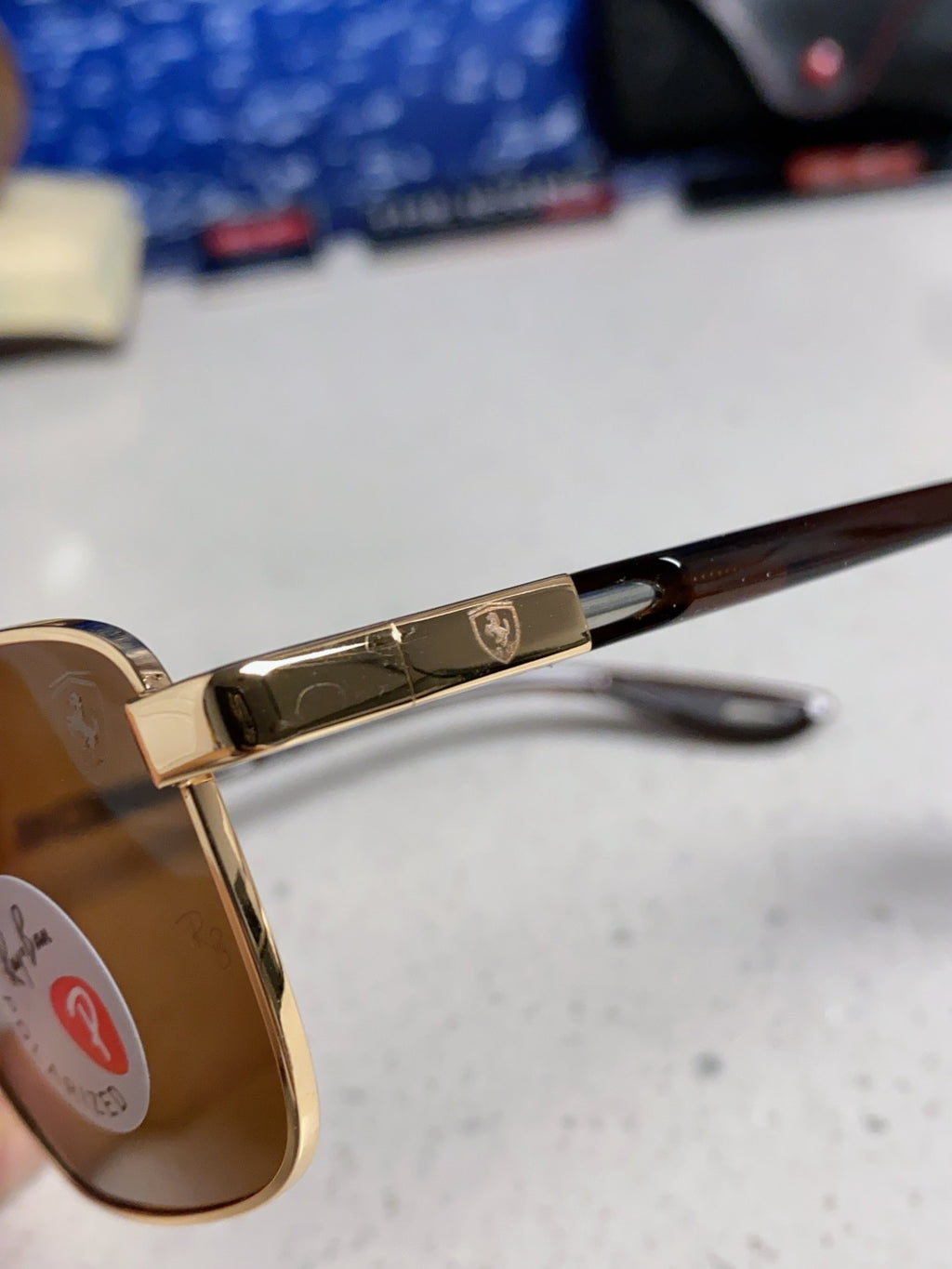 Ray-Ban RB3715M Polarized Square Brown Lens Sunglasses for Men - 359018 - detail image 7