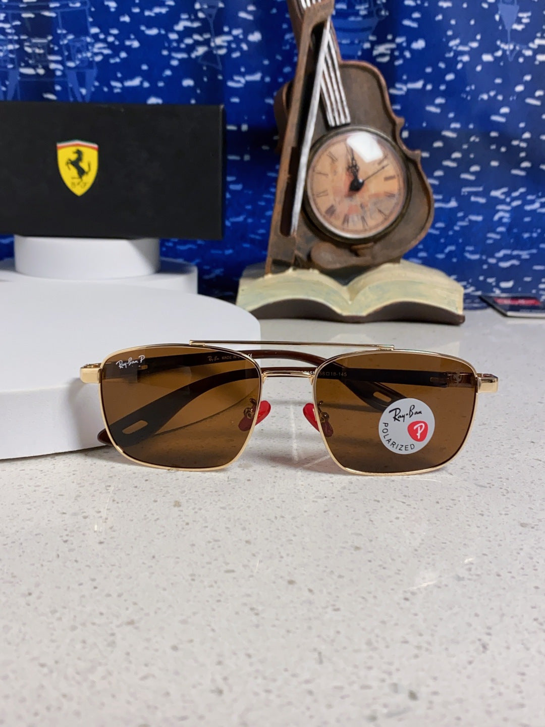 Ray-Ban RB3715M Polarized Square Brown Lens Sunglasses for Men - detail image 9