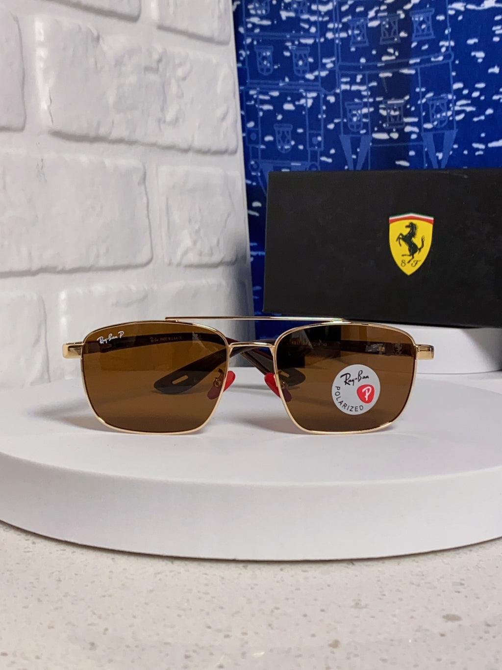 Ray-Ban RB3715M Polarized Square Brown Lens Sunglasses for Men - detail image 2