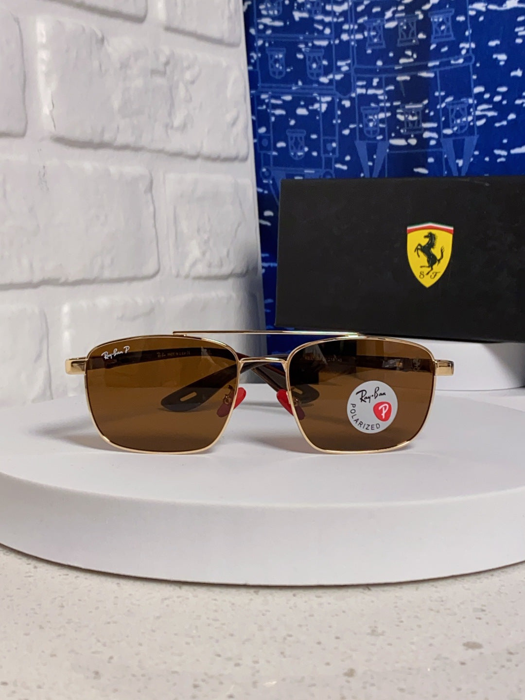 Ray-Ban RB3715M Polarized Square Brown Lens Sunglasses for Men - detail image 2