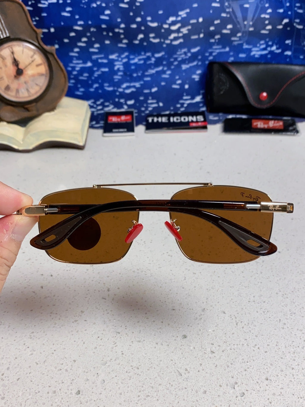 Ray-Ban RB3715M Polarized Square Brown Lens Sunglasses for Men - detail image 5