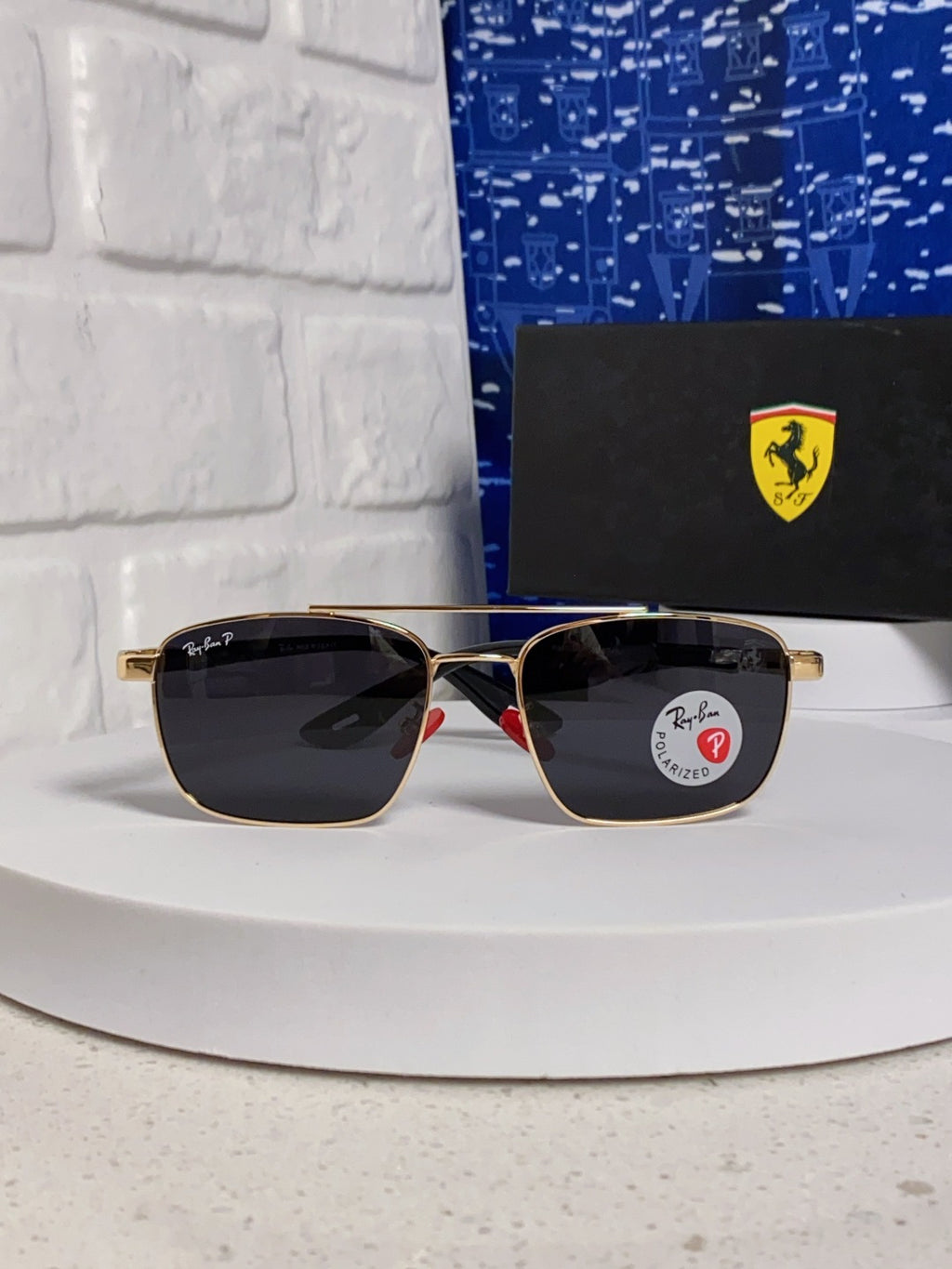 Ray-Ban RB3715M Polarized Square Silver Lens Sunglasses for Men - 359019 - detail image 2
