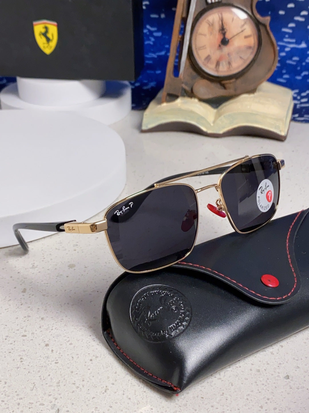 Ray-Ban RB3715M Polarized Square Silver Lens Sunglasses for Men - detail image 10