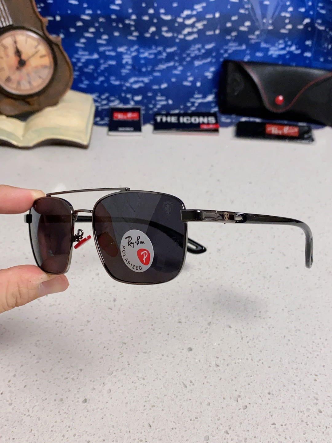 Ray-Ban RB3715M Polarized Square Black Lens Sunglasses for Men - 488197 - detail image 6